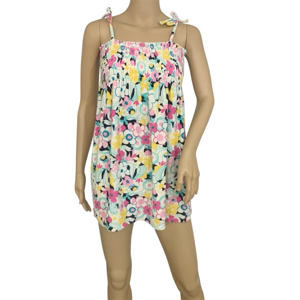 Juicy Couture Womens XL Smocked Terry Cloth Colorful Floral Beach Cover Dress
